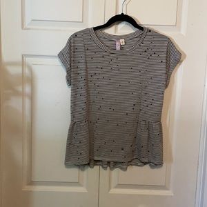 Distressed Peplum Top